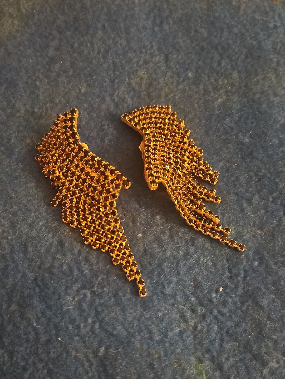 4 For $15 Gold Chain Fringe Wing Clip On Earrings.